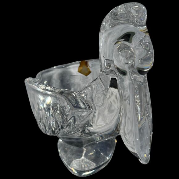 Vtg Pelican Vannes Le Chatel French Crystal Art Bird Bowl Glass Trinket Dish - Picture 1 of 16